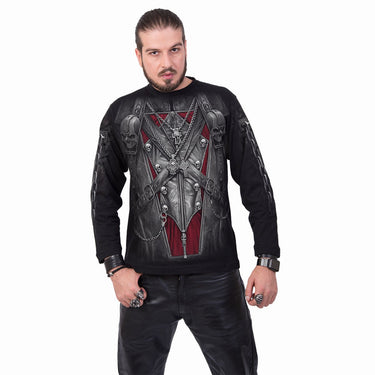 men's long sleeve vampire hunter crew neck shirt view of the front